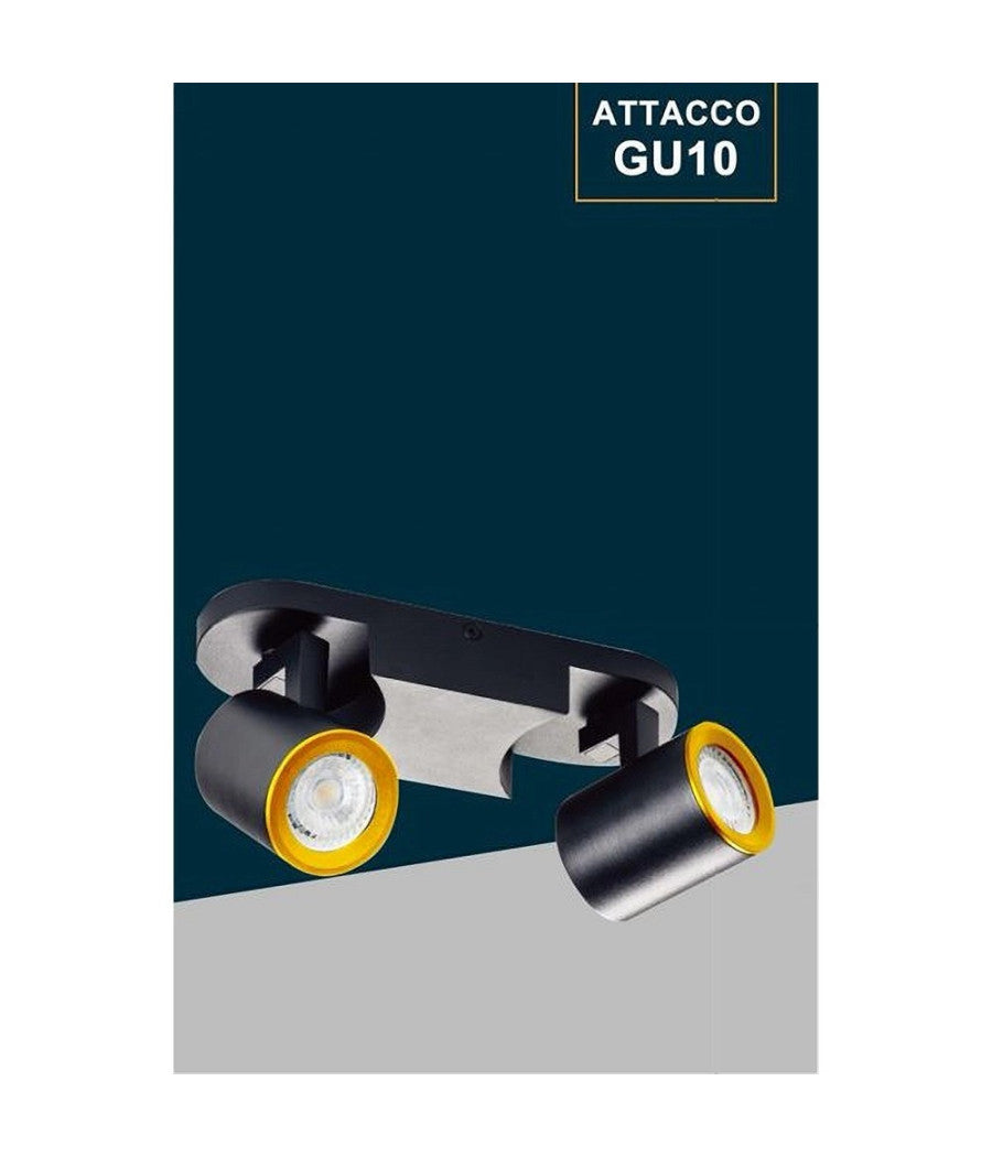 Applique 2 Diffusori Orientabile Soffitto Parete Lampada Gu10 Bianco Nero Th8802         