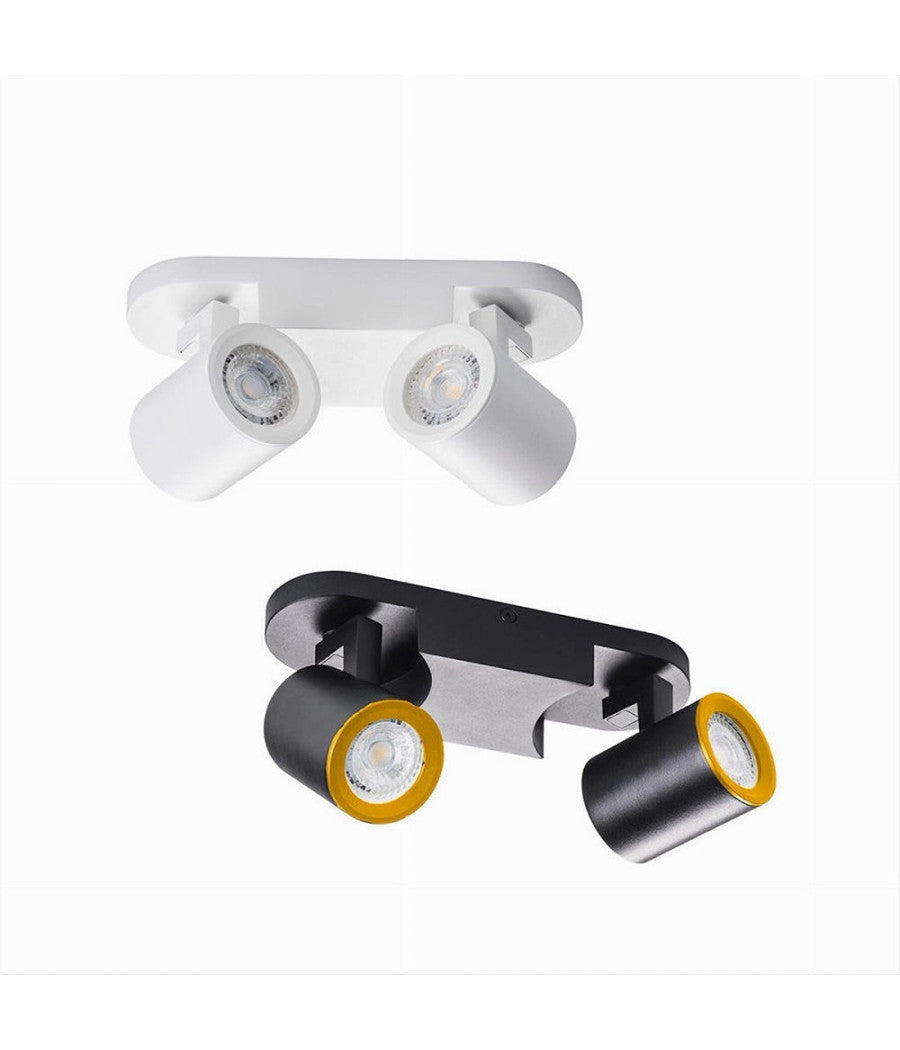 Applique 2 Diffusori Orientabile Soffitto Parete Lampada Gu10 Bianco Nero Th8802         