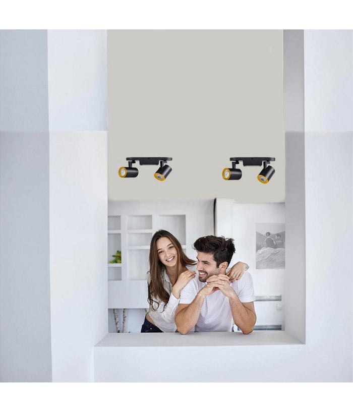 Applique 2 Diffusori Orientabile Soffitto Parete Lampada Gu10 Bianco Nero Th8802  Nero       