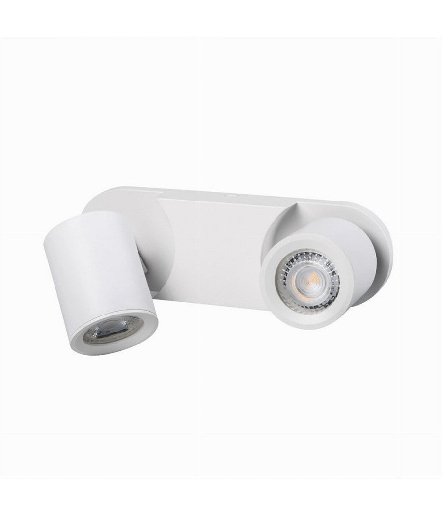 Applique 2 Diffusori Orientabile Soffitto Parete Lampada Gu10 Bianco Nero Th8802  Bianco       