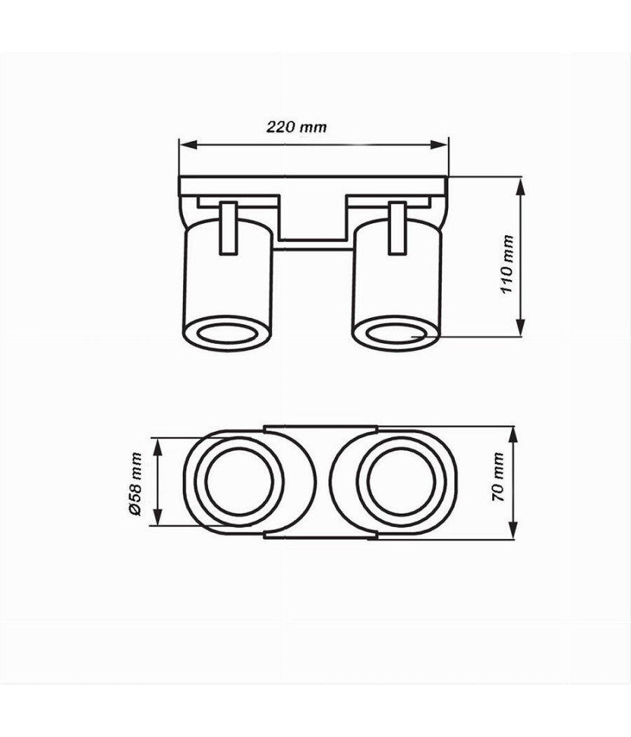Applique 2 Diffusori Orientabile Soffitto Parete Lampada Gu10 Bianco Nero Th8802  Nero       