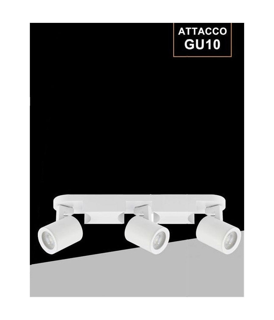 Applique 3 Diffusori Orientabile Soffitto Parete Lampada Gu10 Bianco Nero Th8803  Bianco       