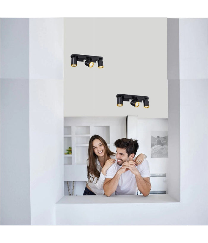 Applique 3 Diffusori Orientabile Soffitto Parete Lampada Gu10 Bianco Nero Th8803         
