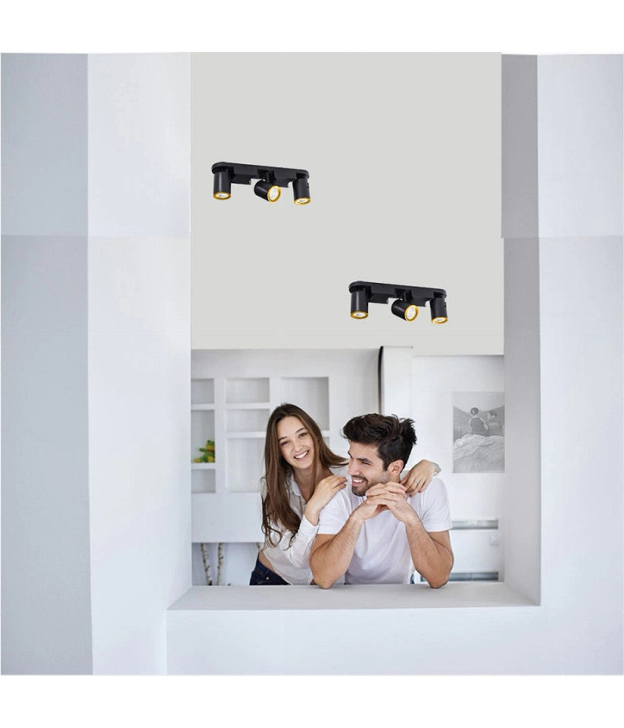 Applique 3 Diffusori Orientabile Soffitto Parete Lampada Gu10 Bianco Nero Th8803         