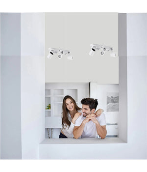 Applique 3 Diffusori Orientabile Soffitto Parete Lampada Gu10 Bianco Nero Th8803  Bianco       