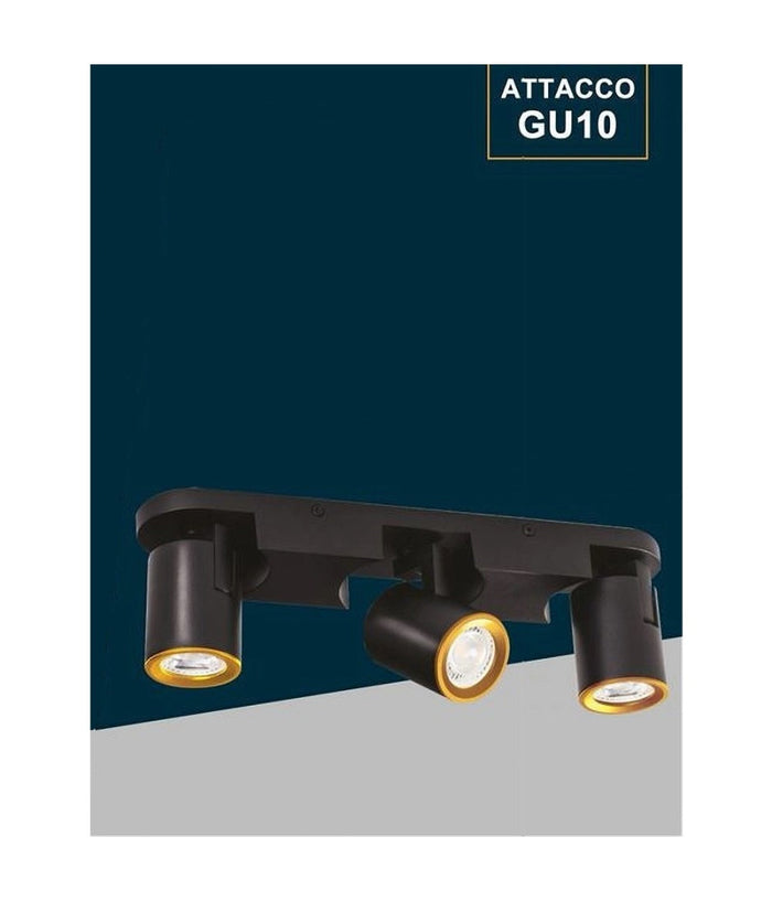Applique 3 Diffusori Orientabile Soffitto Parete Lampada Gu10 Bianco Nero Th8803  Nero       