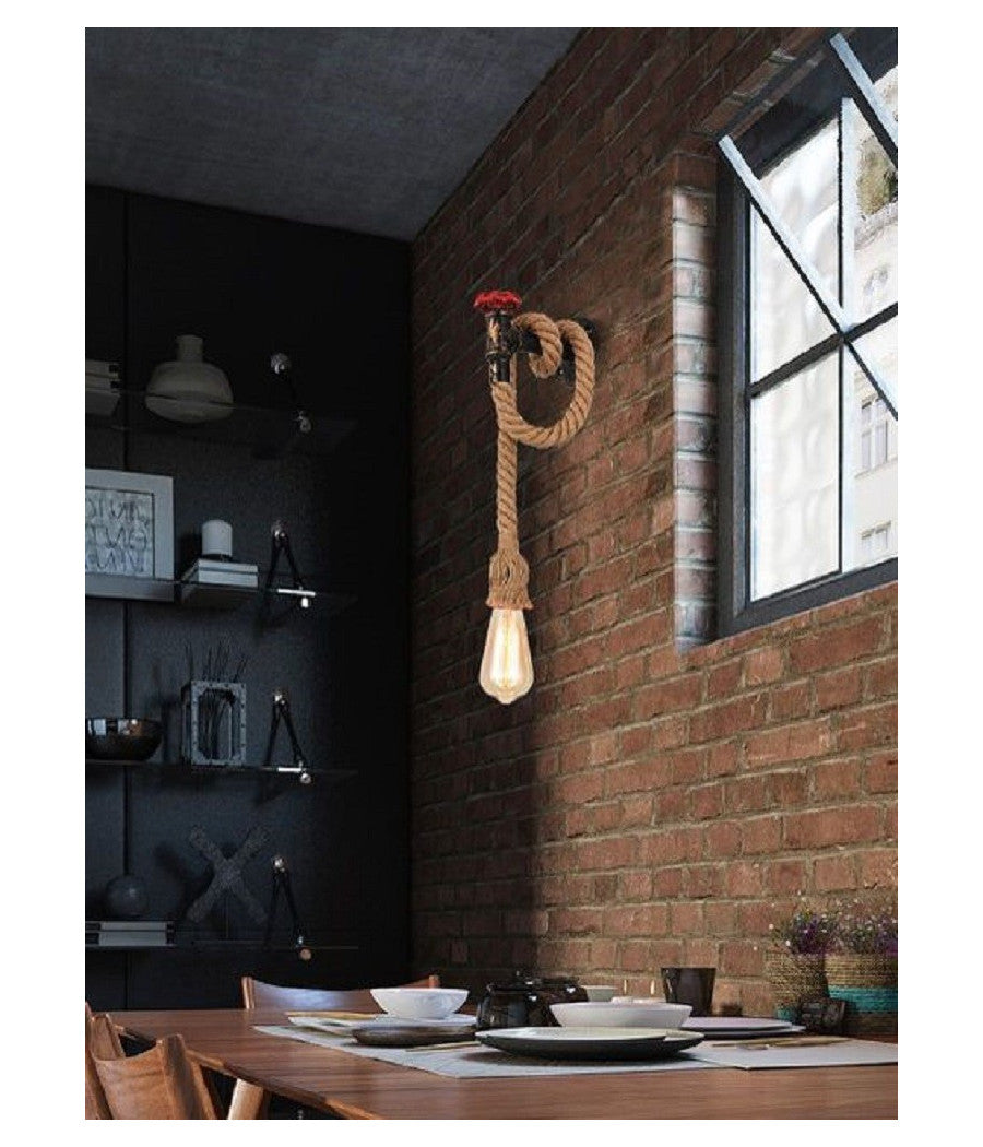 Applique A Forma Di Rubinetto Lampada Parete Portalampada Canapa E27 Vintage E29         