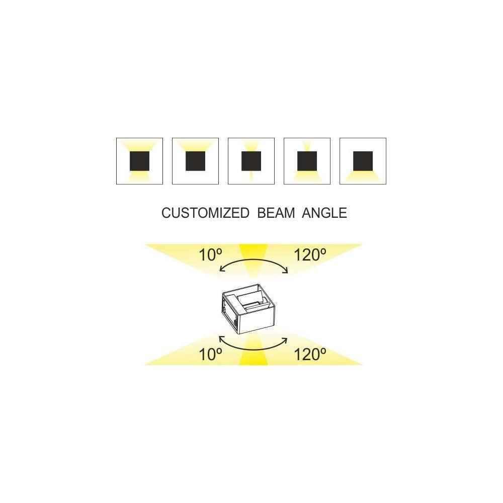 Applique a led bianca da parete IP54 6,8W con alette regolabili 4000k