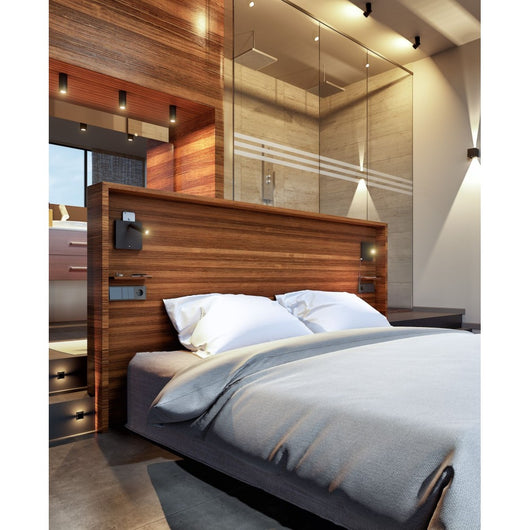 Applique a led da letto 4w con USB ricarica a induzione e luce touch Nera