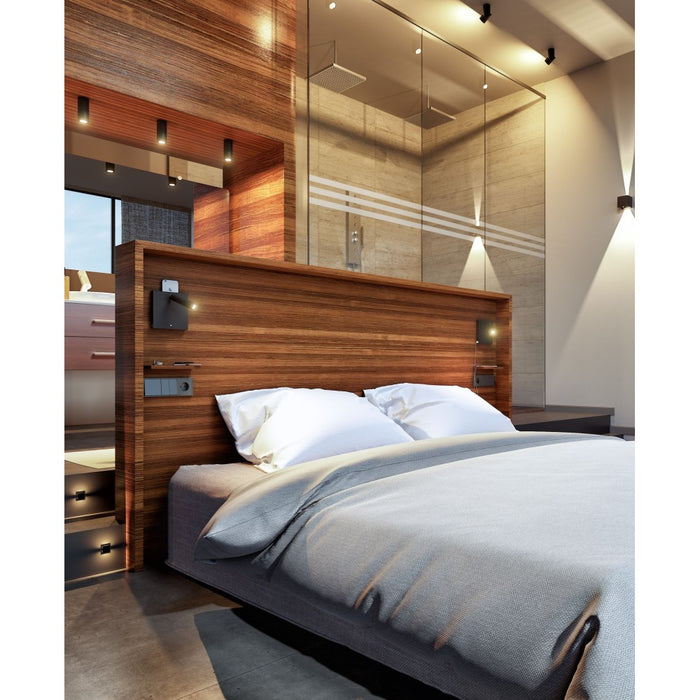 Applique a led da letto 4w con USB ricarica a induzione e luce touch Nera