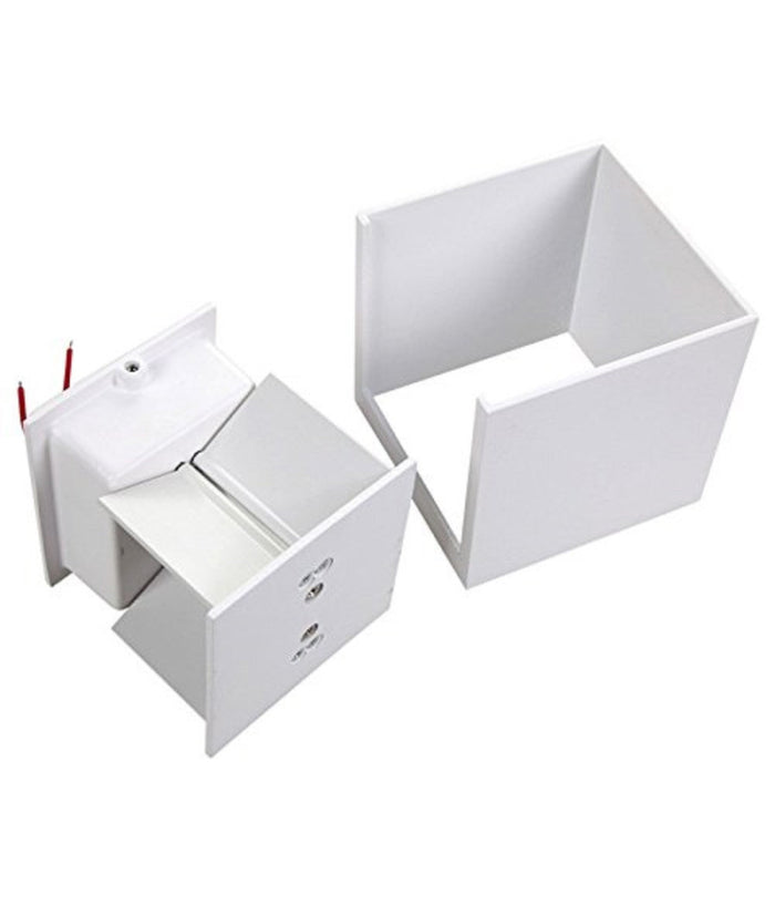 Applique A Led Faretto Cubo Lampada Da Parete Muro 12w Luce Doppia Ip65 Bianco  -bianco Freddo      -