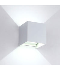 Applique A Led Faretto Cubo Lampada Da Parete Muro 12w Luce Doppia Ip65 Bianco  -bianco Freddo      -