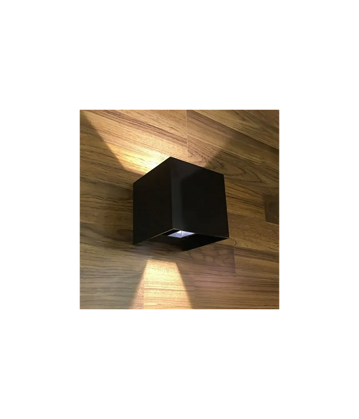 Trade Shop - Applique A Led Faro Cubo Faretto Lampada Da Parete Muro 12w Doppia Luce Ip65 - -bianco Caldo      -