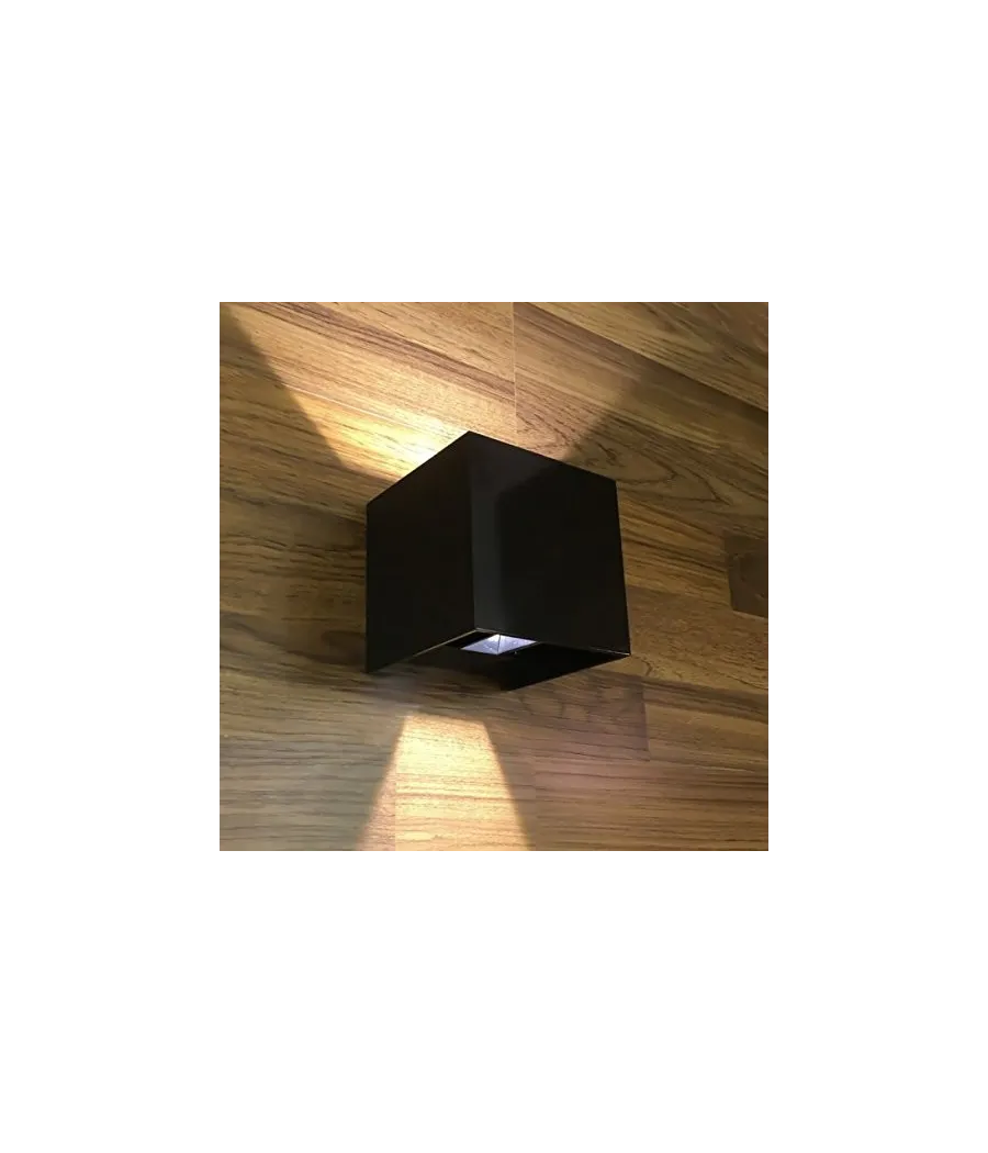 Trade Shop - Applique A Led Faro Cubo Faretto Lampada Da Parete Muro 12w Doppia Luce Ip65 - -bianco Caldo      -