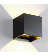 Applique A Led Faro Cubo Faretto Lampada Da Parete Muro 12w Doppia Luce Ip65         