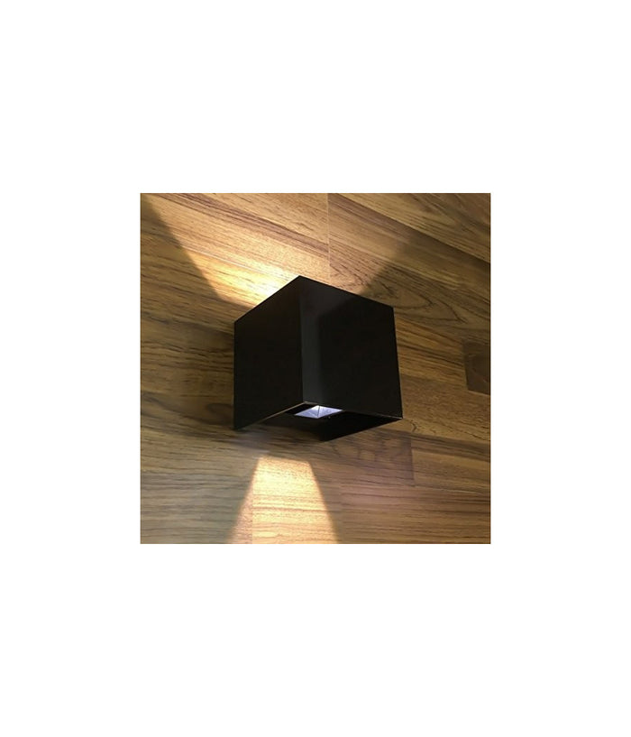 Applique A Led Faro Cubo Faretto Lampada Da Parete Muro 12w Doppia Luce Ip65         
