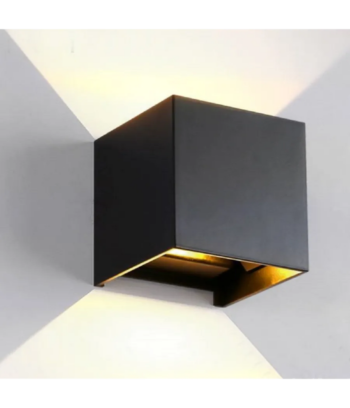 Trade Shop - Applique A Led Faro Cubo Faretto Lampada Da Parete Muro 12w Doppia Luce Ip65 - -bianco Naturale      -