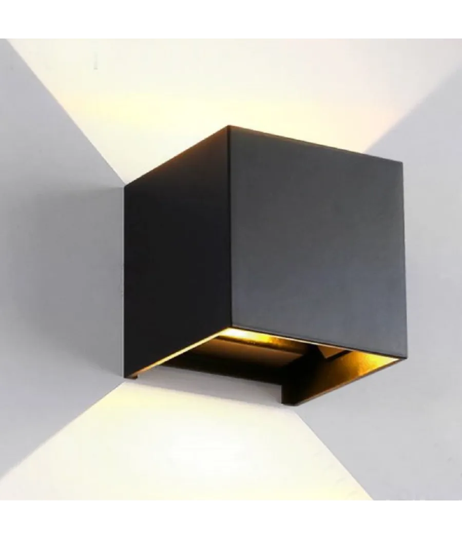 Trade Shop - Applique A Led Faro Cubo Faretto Lampada Da Parete Muro 12w Doppia Luce Ip65 - -bianco Naturale      -