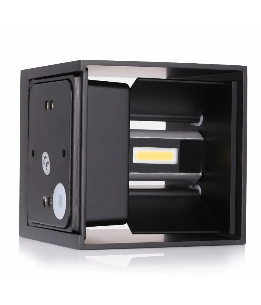 Trade Shop - Applique A Led Faro Cubo Faretto Lampada Da Parete Muro 12w Doppia Luce Ip65 - -bianco Caldo      -