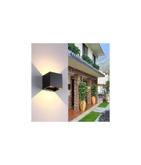 Trade Shop - Applique A Led Faro Cubo Faretto Lampada Da Parete Muro 12w Doppia Luce Ip65 - -bianco Caldo      -