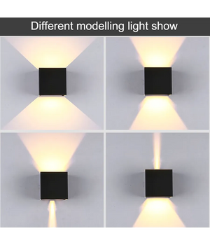 Trade Shop - Applique A Led Faro Cubo Faretto Lampada Da Parete Muro 12w Doppia Luce Ip65 - -bianco Caldo      -