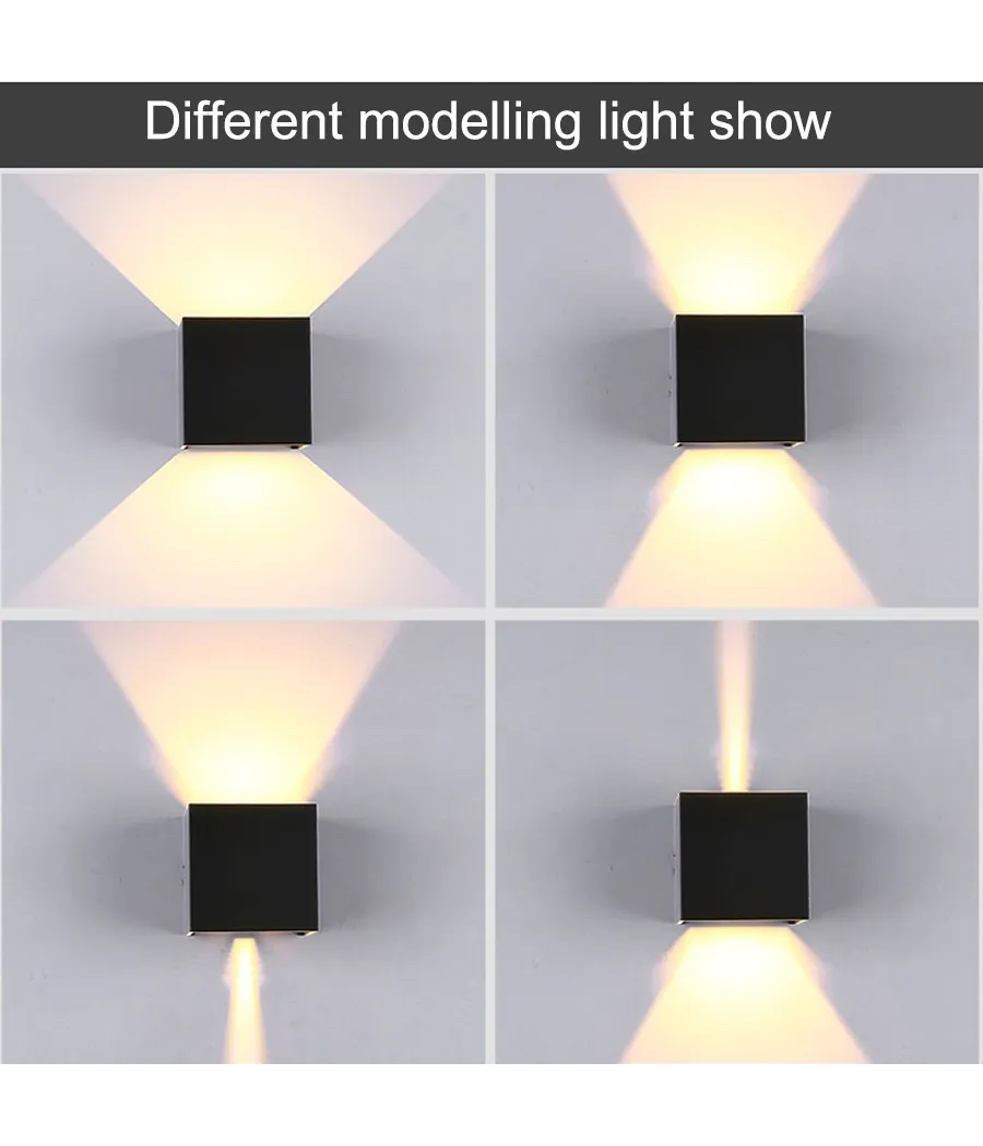 Trade Shop - Applique A Led Faro Cubo Faretto Lampada Da Parete Muro 12w Doppia Luce Ip65 - -bianco Caldo      -