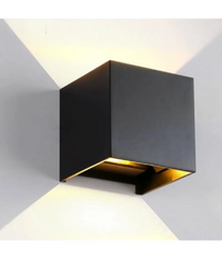 Trade Shop - Applique A Led Faro Cubo Faretto Lampada Da Parete Muro 12w Doppia Luce Ip65 - -bianco Caldo      -