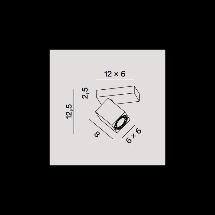 Applique a led ODDY orientabile quadrata Bianca da 1xGu10 Perenz
