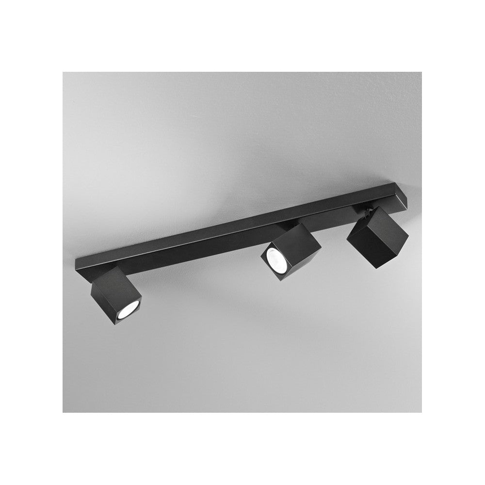 Applique a led ODDY orientabile quadrata Nera da 3xGu10 Perenz
