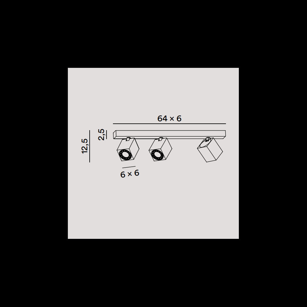 Applique a led ODDY orientabile quadrata Nera da 3xGu10 Perenz