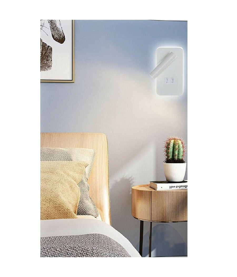 Applique A Muro 6 W Doppia Fonte Luminosa Led Cob Smd Luce 6500k 3000k 4000k E20         