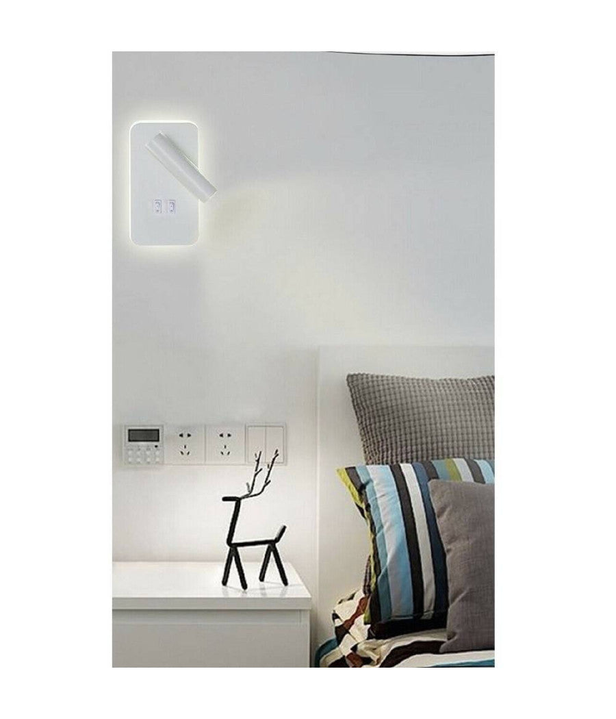 Applique A Muro 6 W Doppia Fonte Luminosa Led Cob Smd Luce 6500k 3000k 4000k E20  -bianco Freddo      -