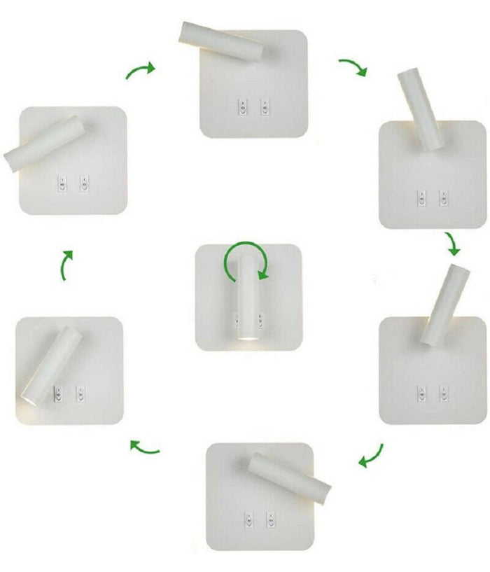 Applique A Muro 6 W Doppia Fonte Luminosa Led Cob Smd Luce 6500k 3000k 4000k E20         