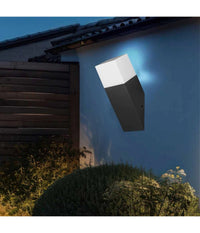 Applique A Muro Obliquo Esterno Attacco E27 In Alluminio Lampada Parete Ip44 B250  Nero       