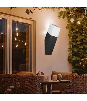 Applique A Muro Obliquo Esterno Attacco E27 In Alluminio Lampada Parete Ip44 B250  Nero       