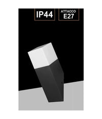 Applique A Muro Obliquo Esterno Attacco E27 In Alluminio Lampada Parete Ip44 B250  Nero       