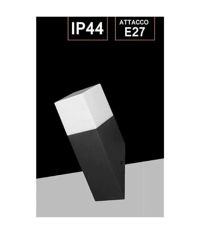 Applique A Muro Obliquo Esterno Attacco E27 In Alluminio Lampada Parete Ip44 B250  Nero       