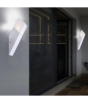 Applique A Muro Obliquo Esterno Attacco E27 In Alluminio Lampada Parete Ip44 B250  Bianco       