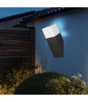 Applique A Muro Obliquo Esterno Attacco E27 In Alluminio Lampada Parete Ip44 B250  Nero       
