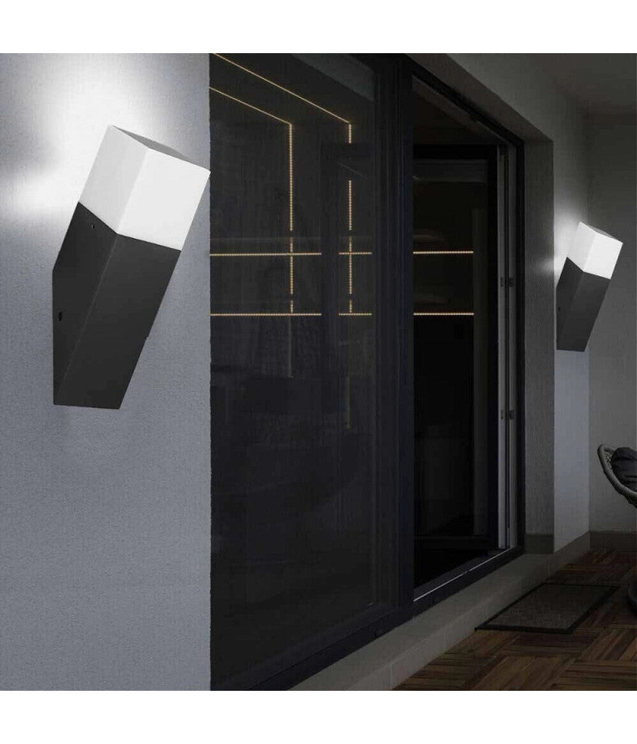 Applique A Muro Obliquo Esterno Attacco E27 In Alluminio Lampada Parete Ip44 B250  Nero       