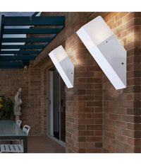 Applique A Muro Obliquo Esterno Attacco E27 In Alluminio Lampada Parete Ip44 B250  Bianco       