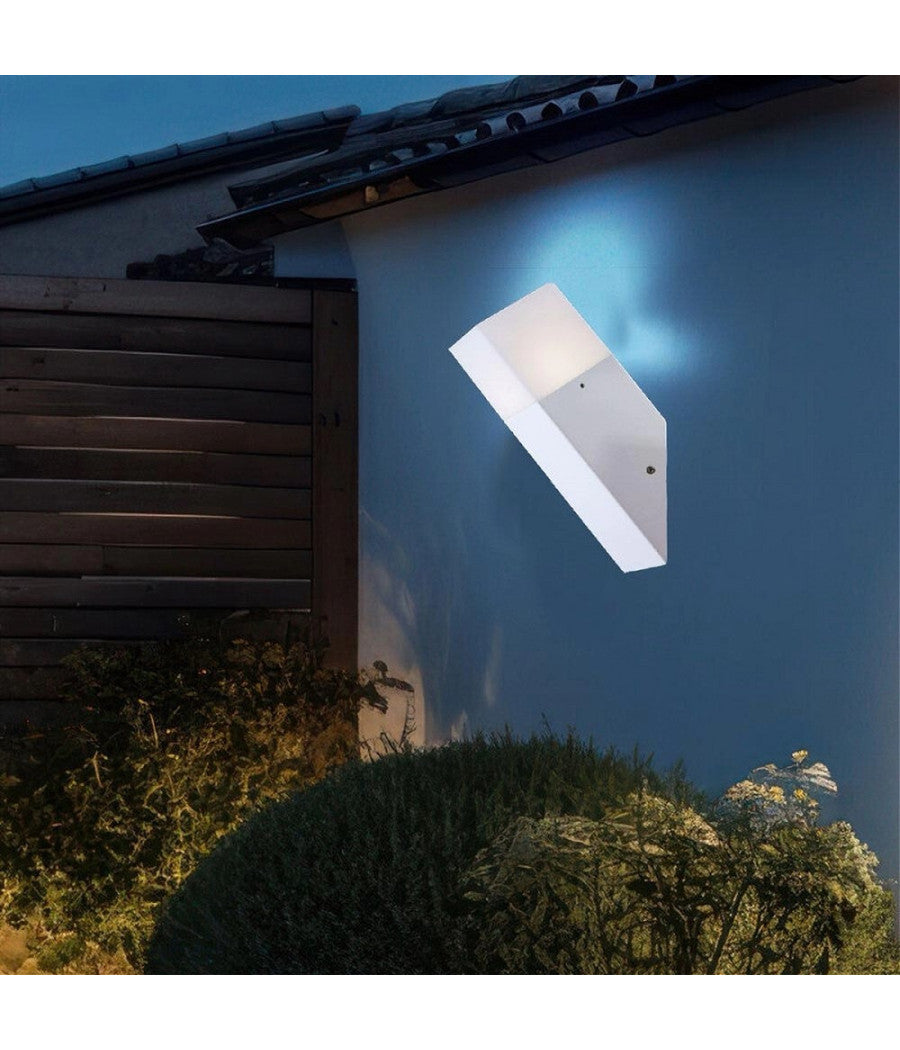 Applique A Muro Obliquo Esterno Attacco E27 In Alluminio Lampada Parete Ip44 B250  Bianco       