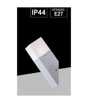 Applique A Muro Obliquo Esterno Attacco E27 In Alluminio Lampada Parete Ip44 B250  Bianco       