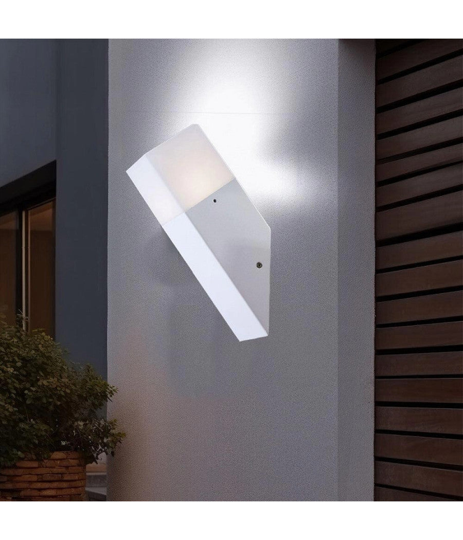 Applique A Muro Obliquo Esterno Attacco E27 In Alluminio Lampada Parete Ip44 B250         