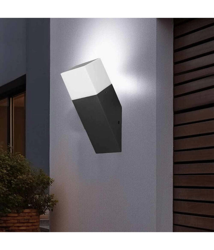 Applique A Muro Obliquo Esterno Attacco E27 In Alluminio Lampada Parete Ip44 B250  Nero       