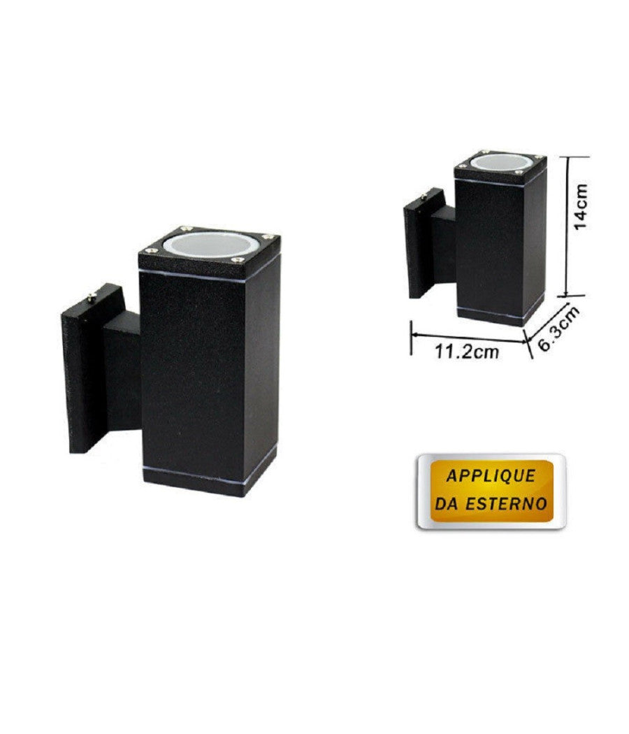 Applique A Parete Per Esterno Giardino Ip55 Lampada Lampadina Attacco Gu10  Nero       