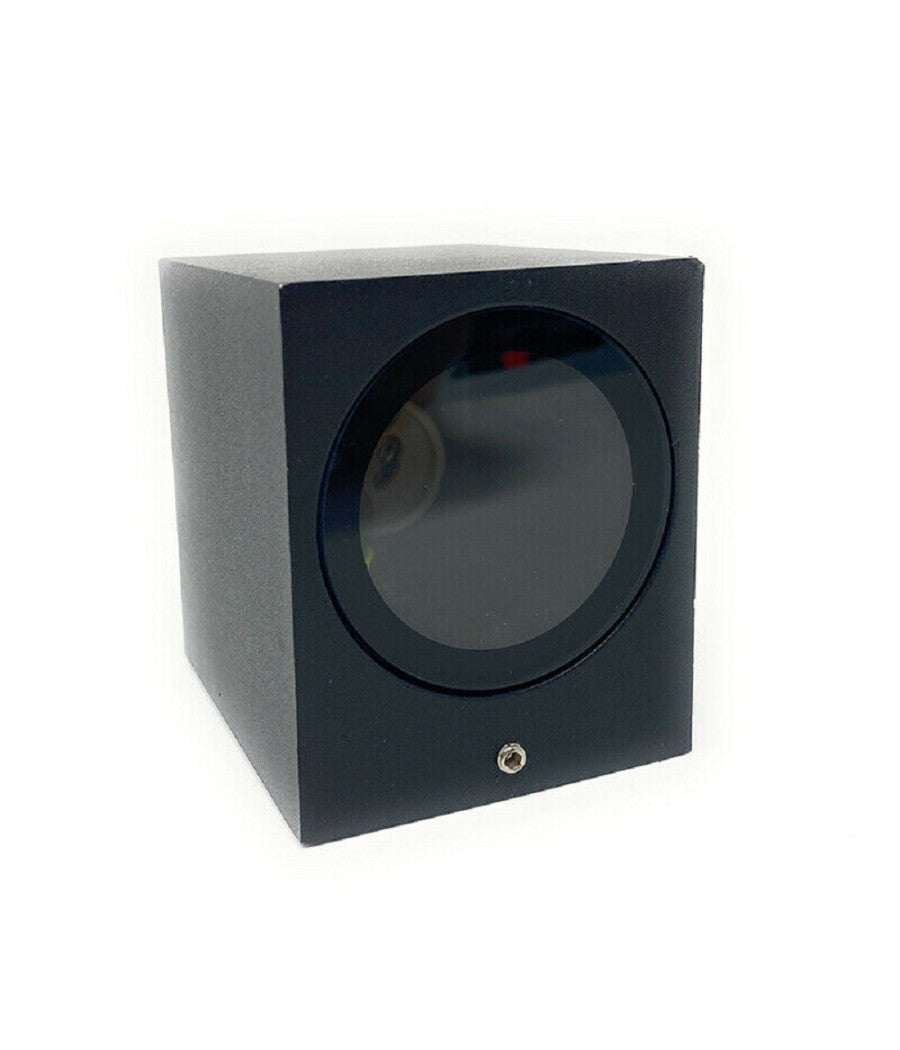 Applique A Parete Quadrato Lampada Muro Moderna Esterno Attacco Gu10 Ip65 Es54  Nero       
