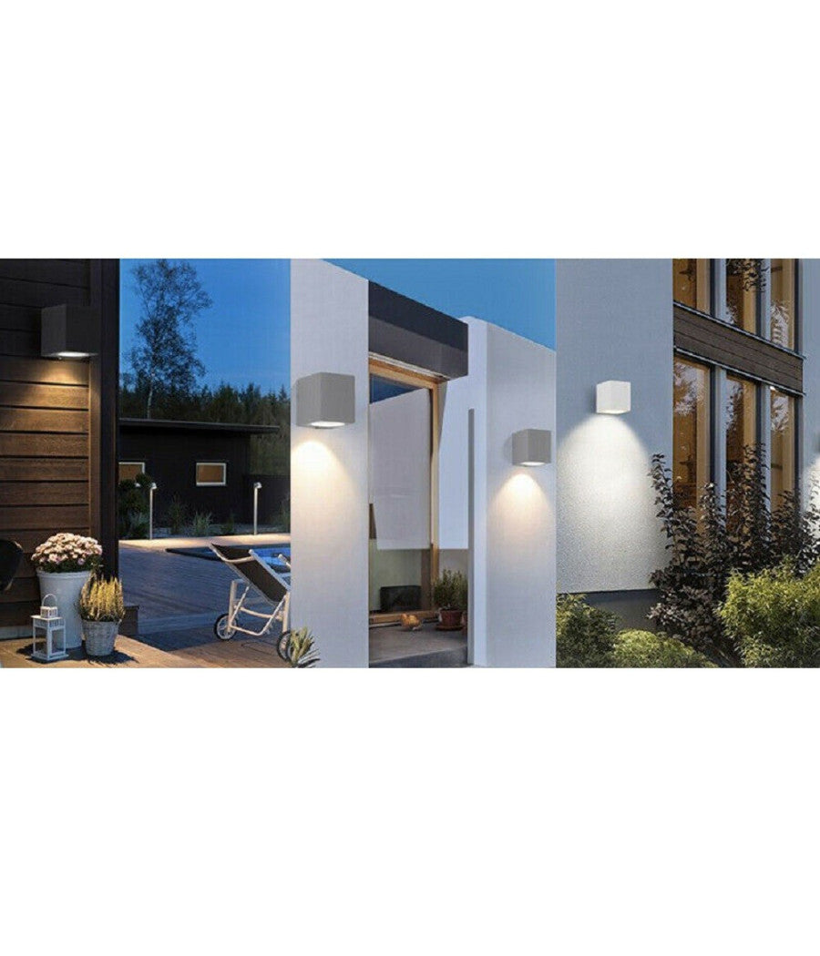 Applique A Parete Quadrato Lampada Muro Moderna Esterno Attacco Gu10 Ip65 Es54         