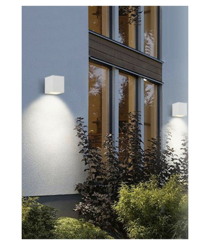 Applique A Parete Quadrato Lampada Muro Moderna Esterno Attacco Gu10 Ip65 Es54         