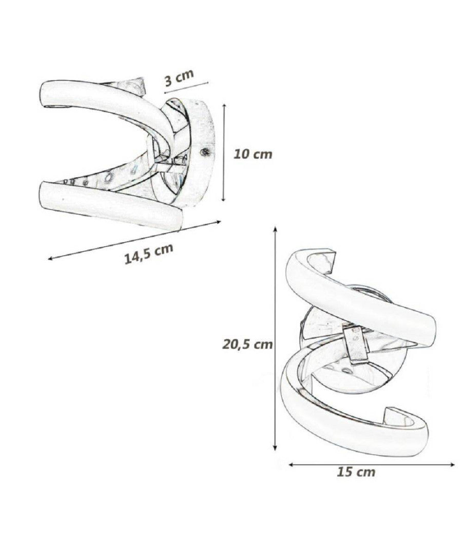 Applique A Parete Stilizzato 9 W Spirale Argento Tre Colorazioni Di Luce E58-a3c         